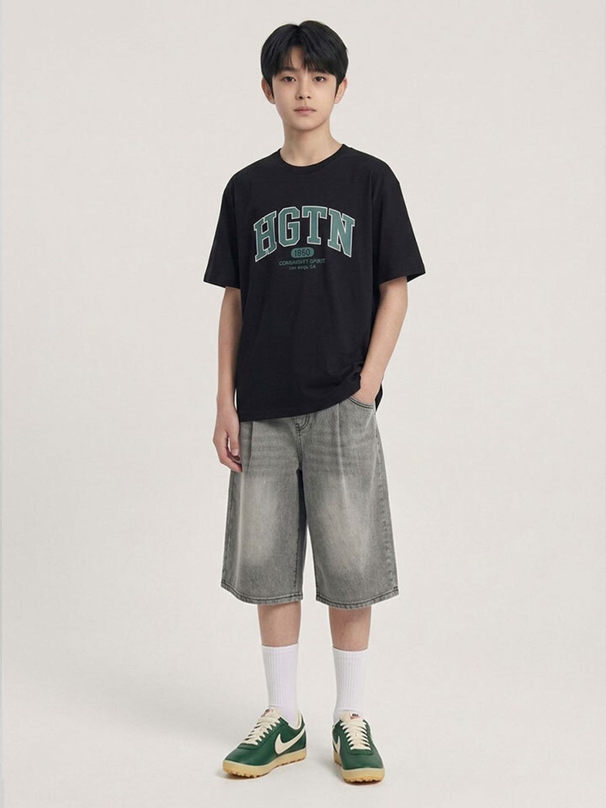 행텐 틴즈(HANGTEN TEENS) 틴즈 풀밴딩 버뮤다 데님팬츠_044(14570-056-406-10)