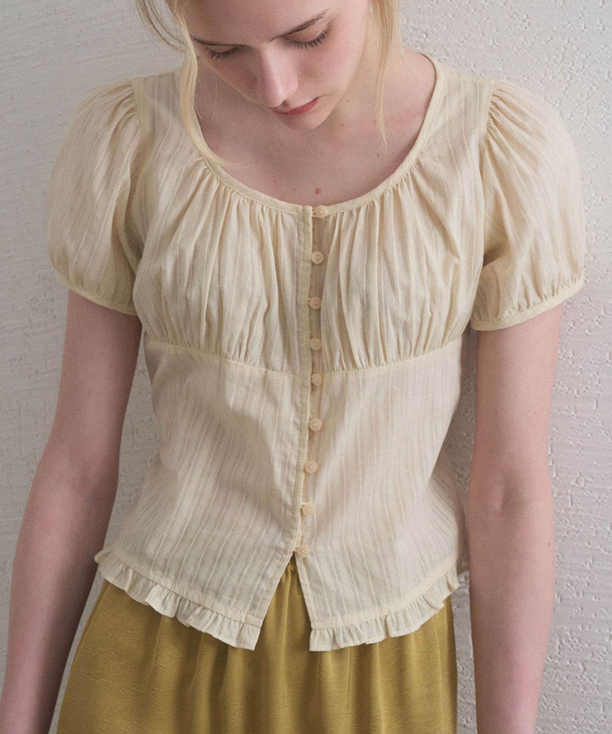 헤인트(HAINT) ELIO SHEERRING BLOUSE 2COL_CREAM