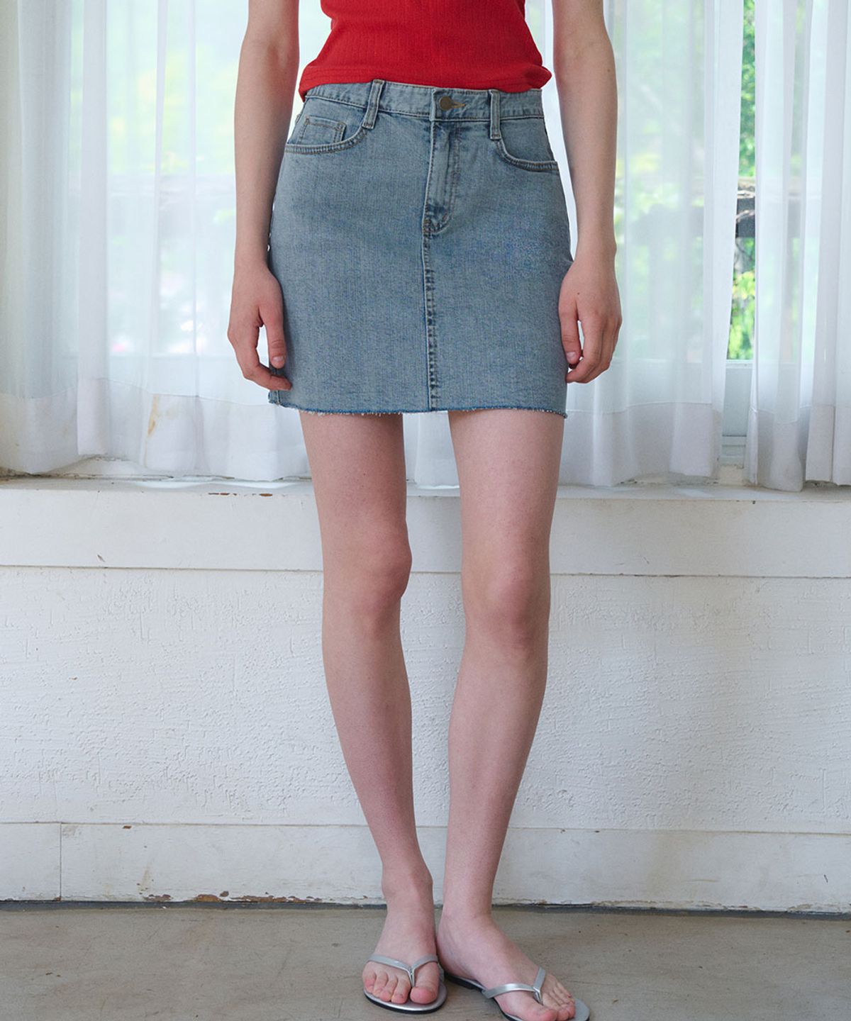 헤인트(HAINT) SKY WASHED DENIM SKIRT_BLUE