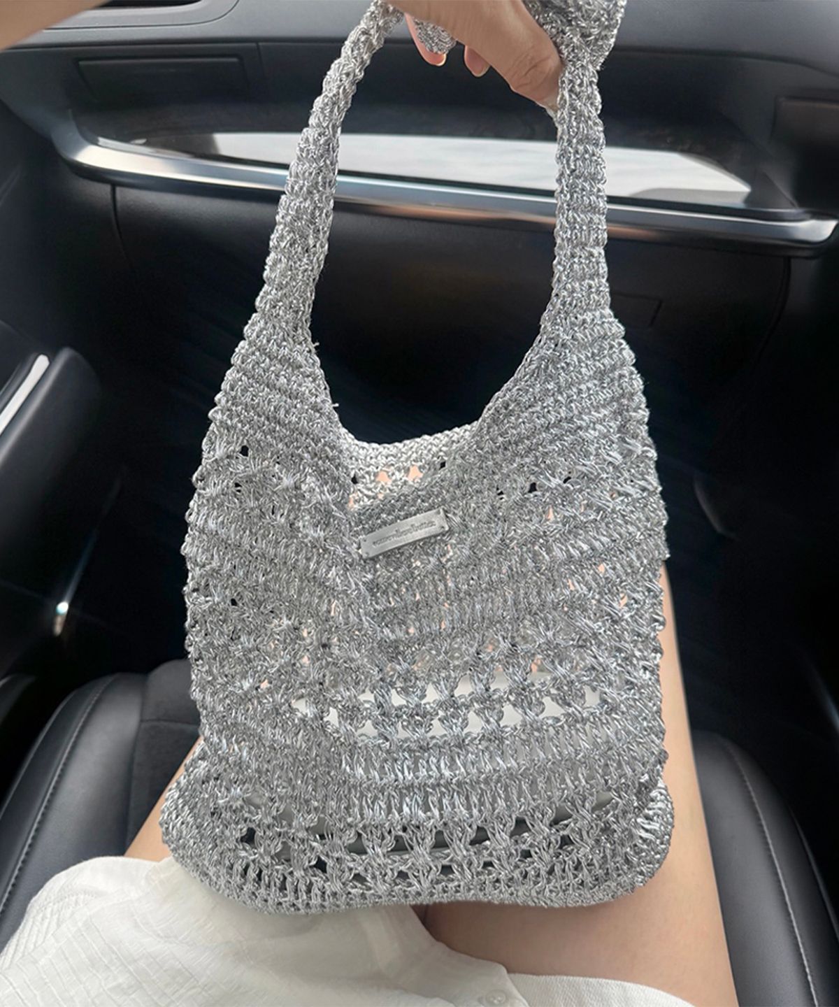 썸웨어버터(SOMEWHEREBUTTER) Mini Ratty Handmade Bag - Silver
