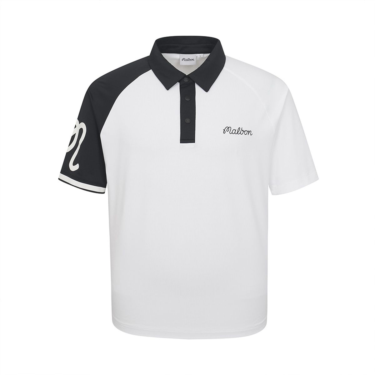 말본 골프(MALBON GOLF) 소매배색 폴로 티셔츠 BLACK (MAN)