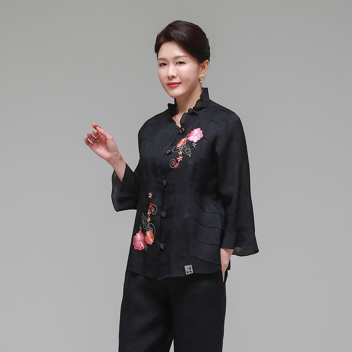하랑한복(HARANG HANBOK) 애정드리 여름 여성 인견 자켓 네이비