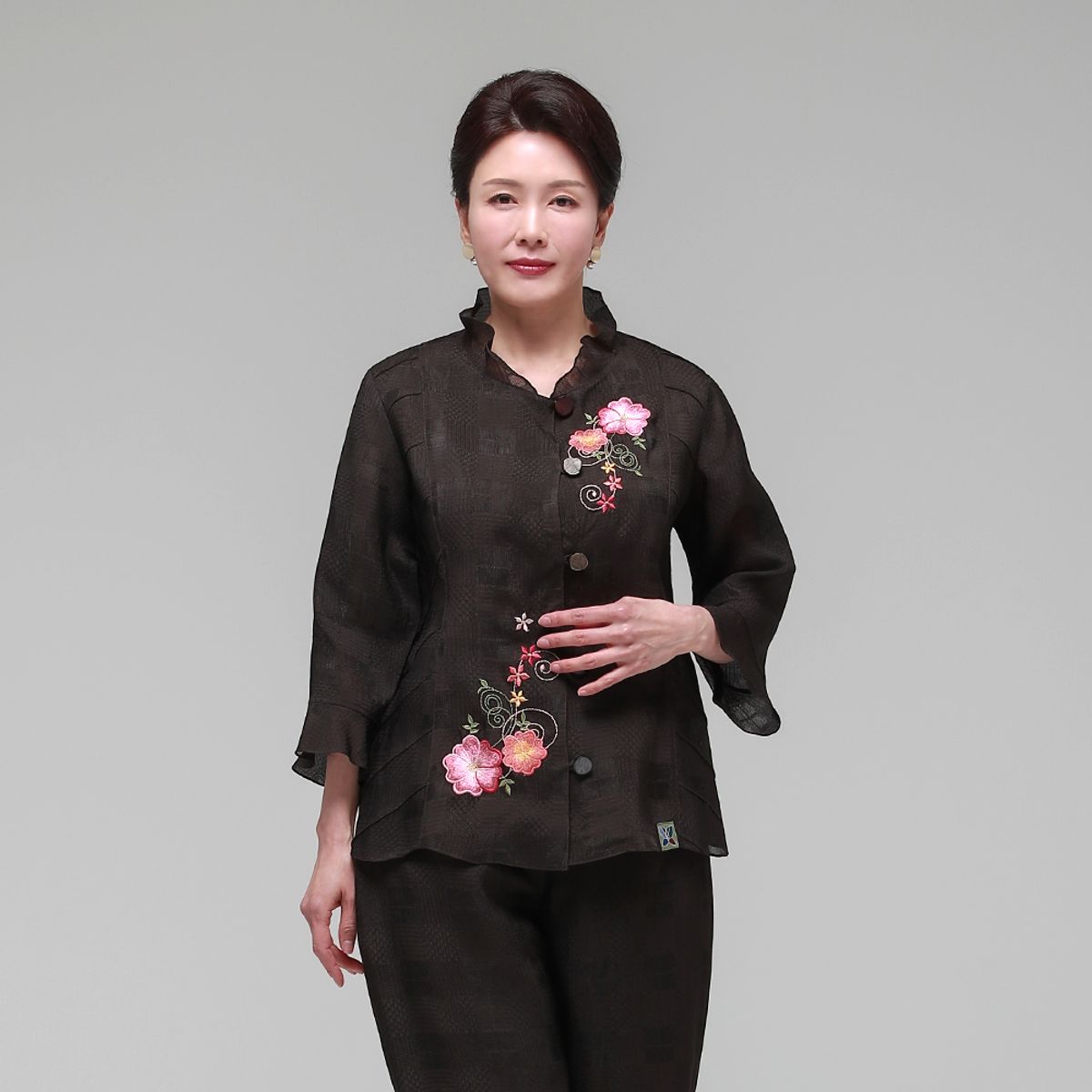 하랑한복(HARANG HANBOK) 애정드리 여름 여성 인견 자켓 브라운