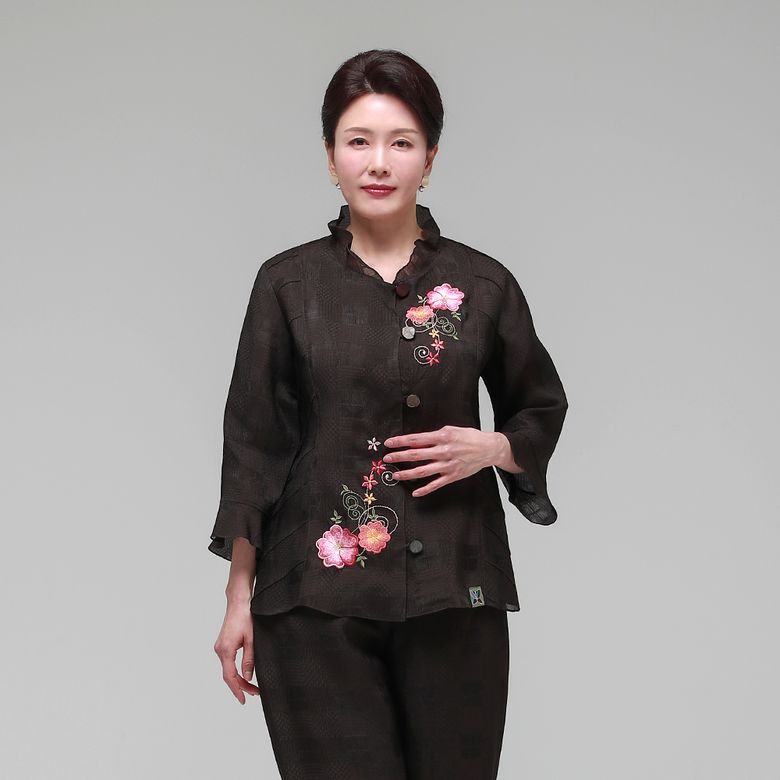 애정드리 여름 여성 인견 자켓 브라운