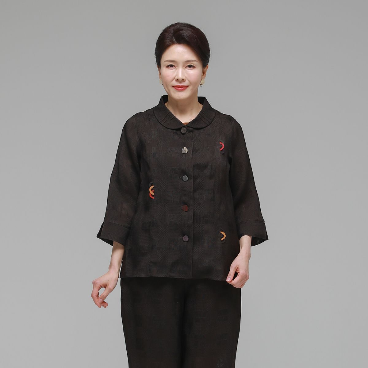 하랑한복(HARANG HANBOK) 사모드리 여름 여성 인견 자켓 브라운