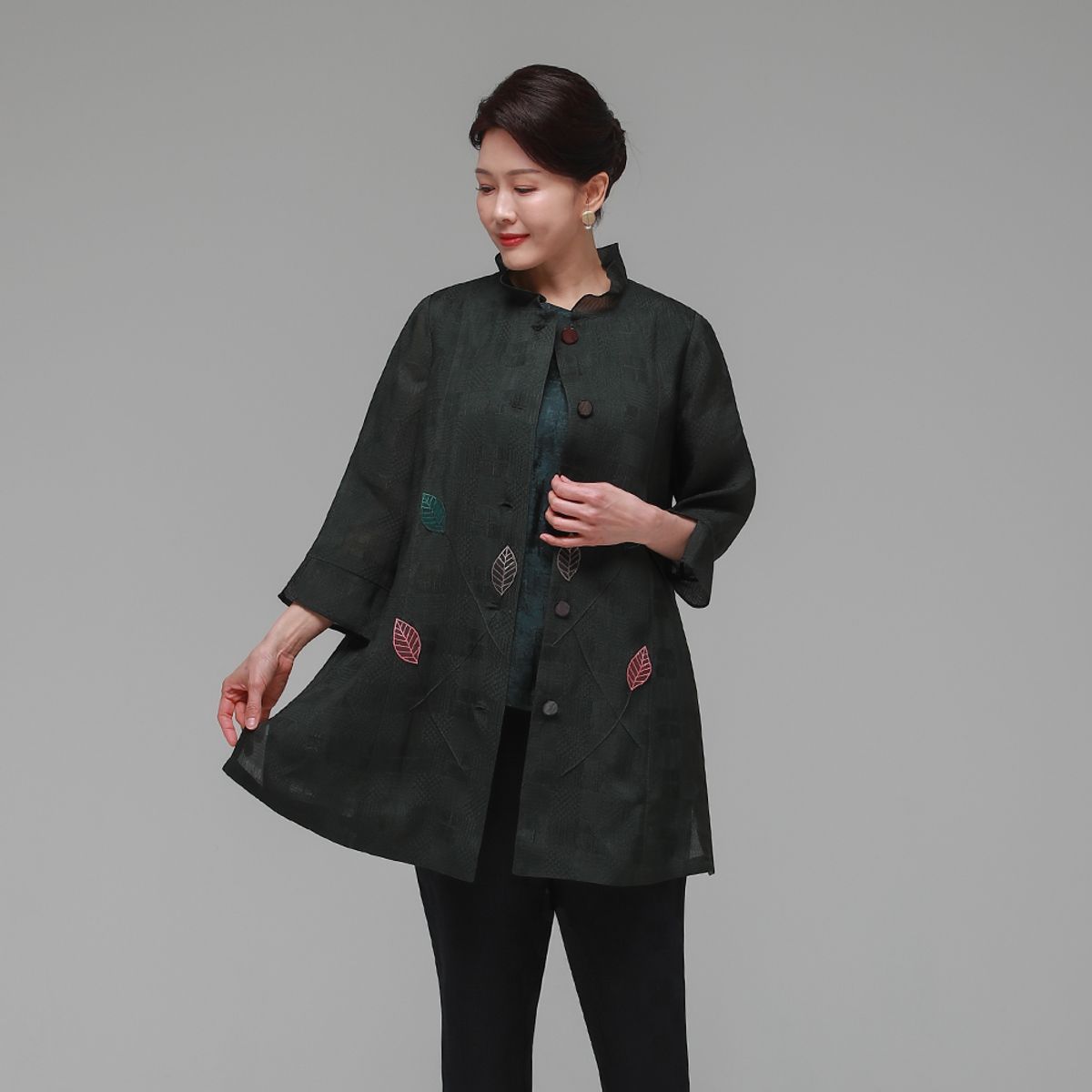 하랑한복(HARANG HANBOK) 행복드리 여름 여성 인견 자켓 카키