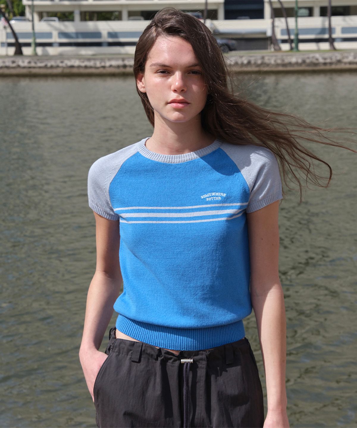 썸웨어버터(SOMEWHEREBUTTER) Cony Half Knit - Blue(Light Blue)