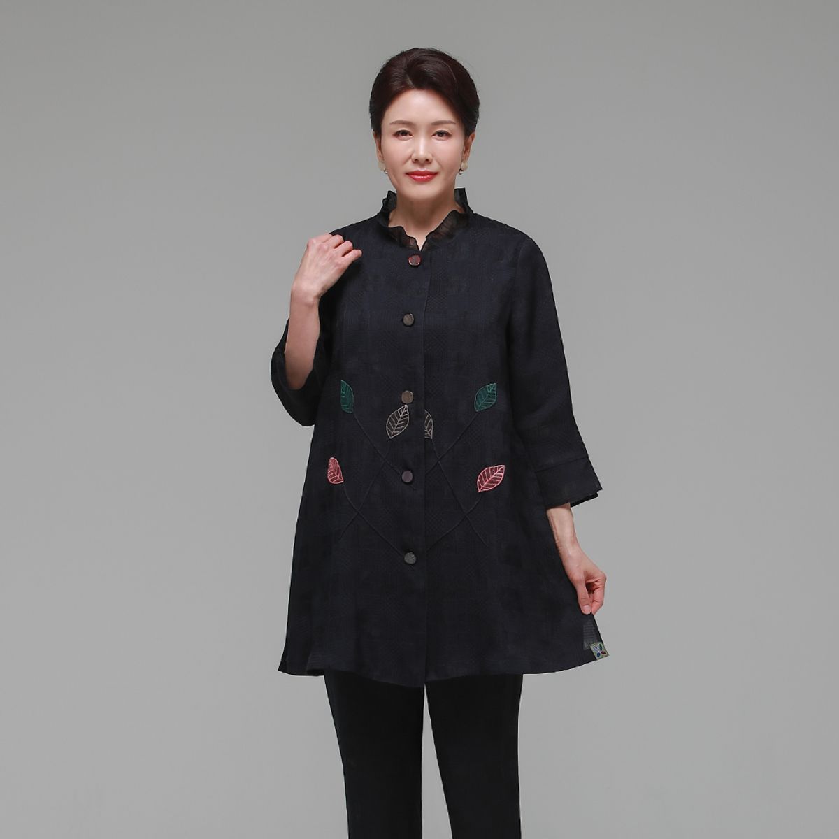 하랑한복(HARANG HANBOK) 행복드리 여름 여성 인견 자켓 네이비