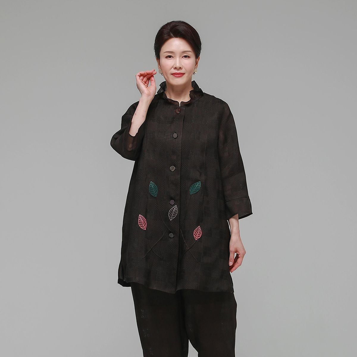 하랑한복(HARANG HANBOK) 행복드리 여름 여성 인견 자켓 브라운