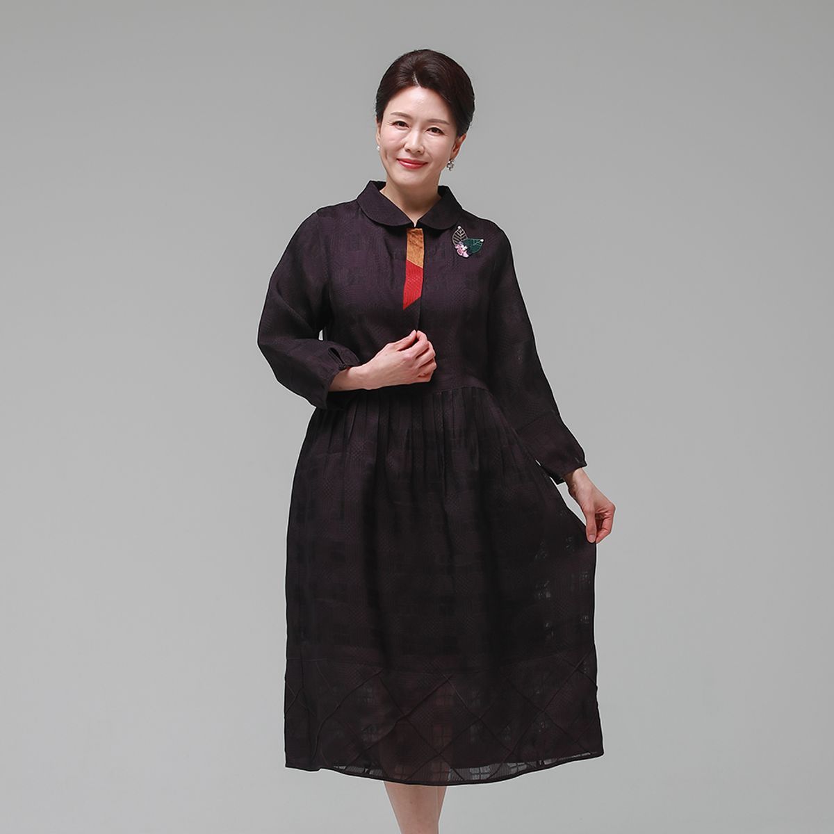 하랑한복(HARANG HANBOK) 정갈드리 여름 여성 인견 원피스 보라