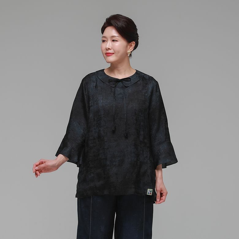 사랑드리 여름 여성 인견 블라우스 먹색