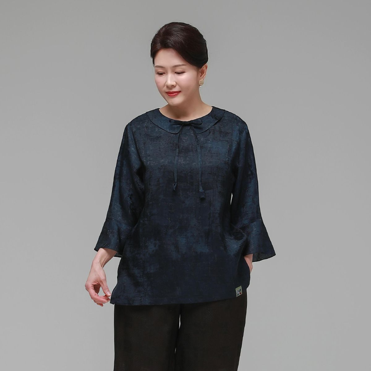 하랑한복(HARANG HANBOK) 사랑드리 여름 여성 인견 블라우스 네이비