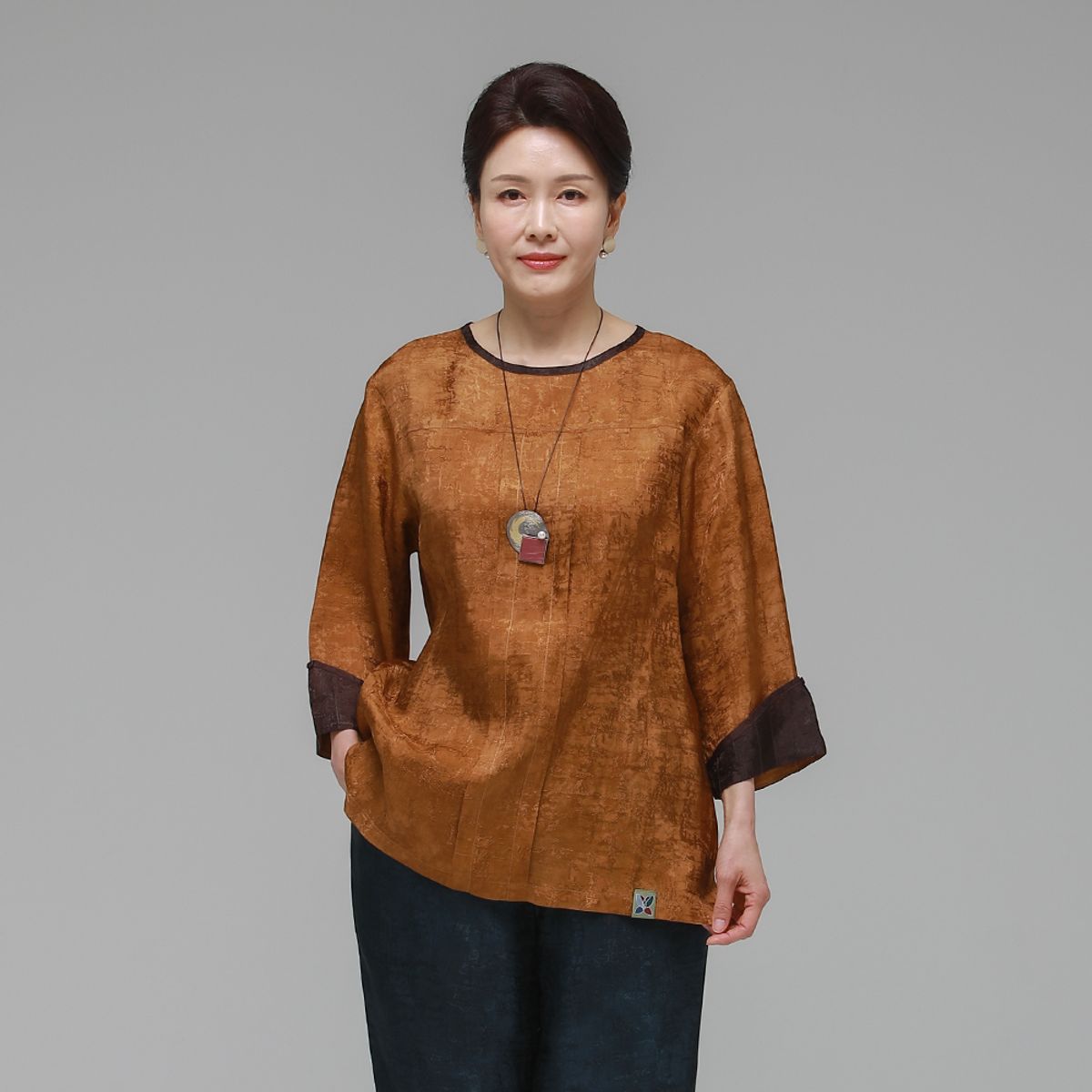 하랑한복(HARANG HANBOK) 바람드리 여름 여성 인견 블라우스 머스타드