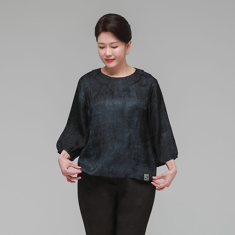 소담드리 여름 여성 인견 블라우스 먹색
