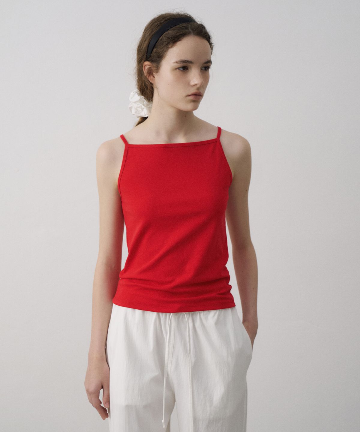 라메레이(LAMEREI) Minimal Boat Neck Sleeveless[LMBFSUTT626]-Red