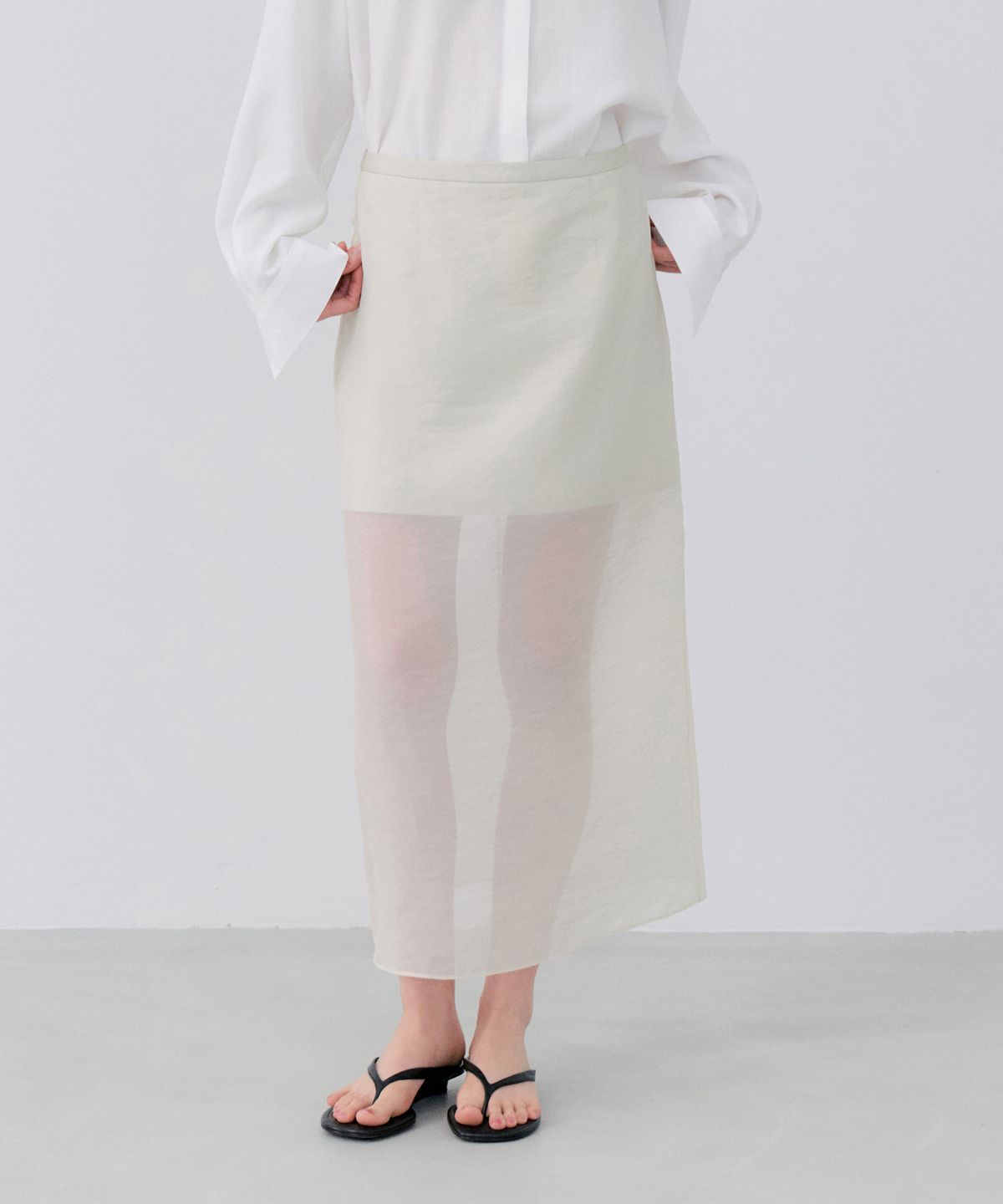 노티아(NOTIA) SHEER LONG SKIRT - CREAM