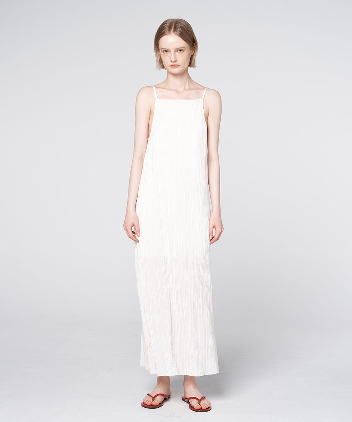 320쇼룸(320SHOWROOM) Pleated Slip Long Dress White