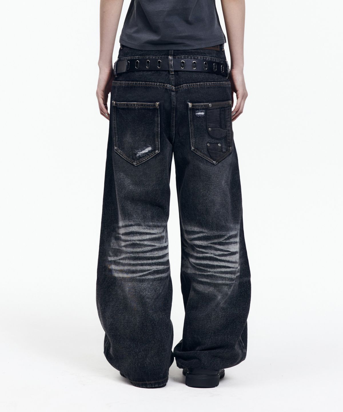 아캄(AAKAM) Double Layer Denim Pants (Black)