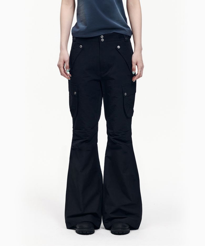 Flare Ripstop Cargo Pants (Black)