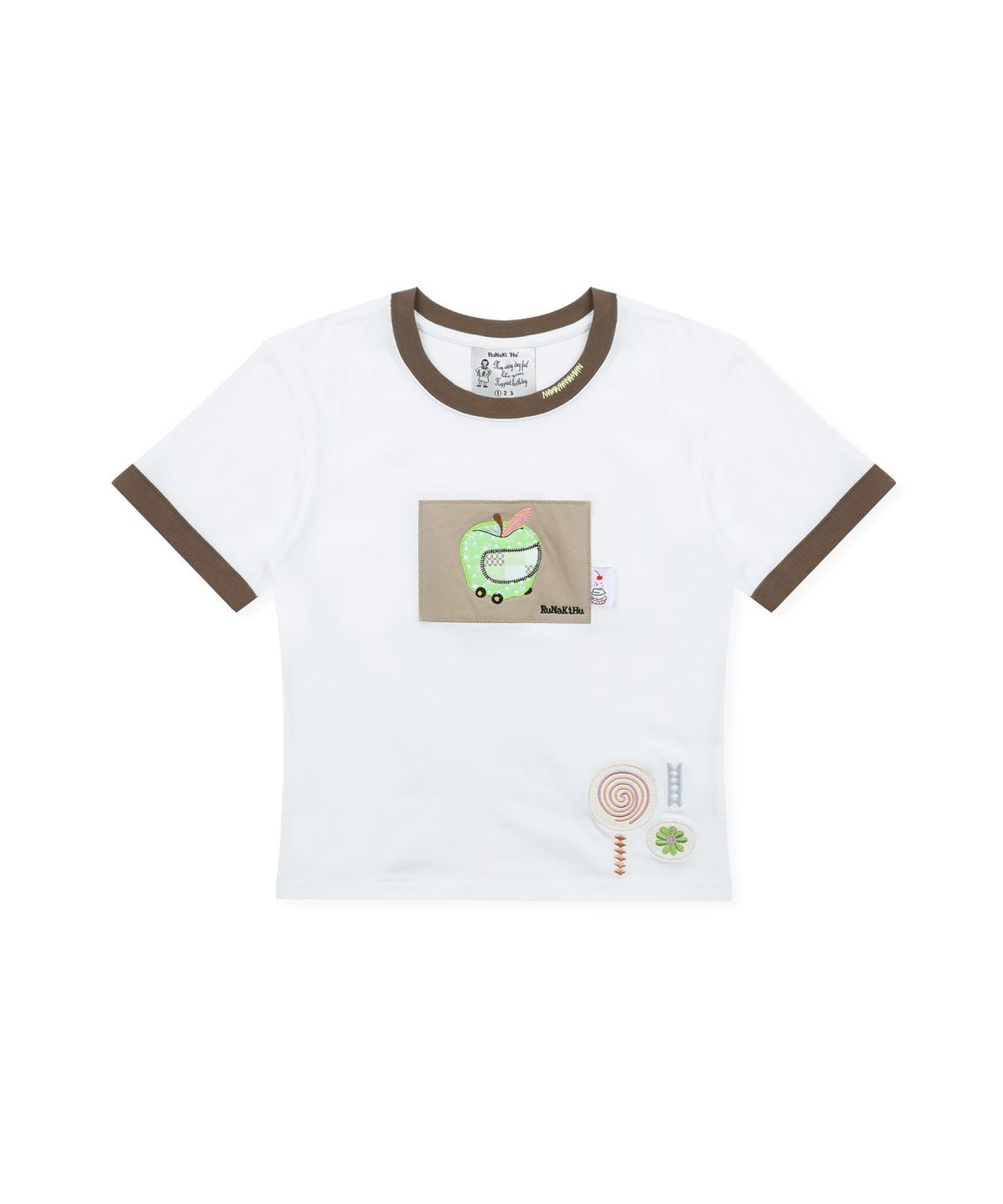 루나키후(RuNaKi'Hu') WXT097 아루바무 링고 아플리케 티셔츠 (WHITE)