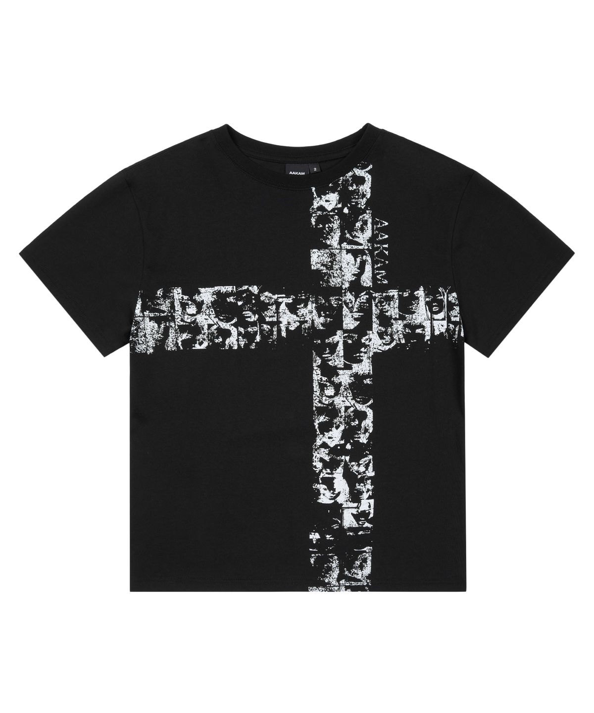 아캄(AAKAM) Mosaic Cross Half Top (Black)