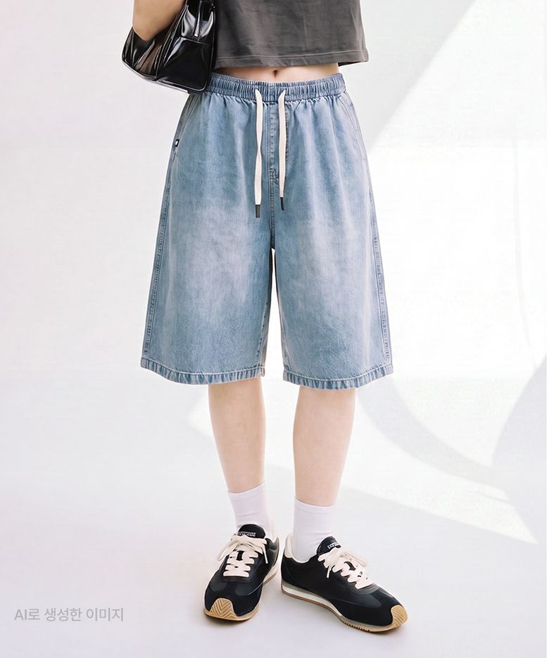 여성) 베이직 데님 버뮤다 팬츠