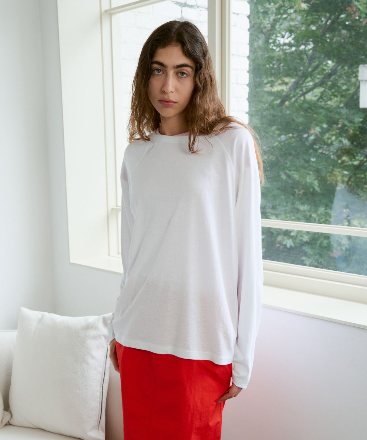 38컴온커먼(38COMEONCOMMON) Linen Blend Raglan Long Sleeve (White)