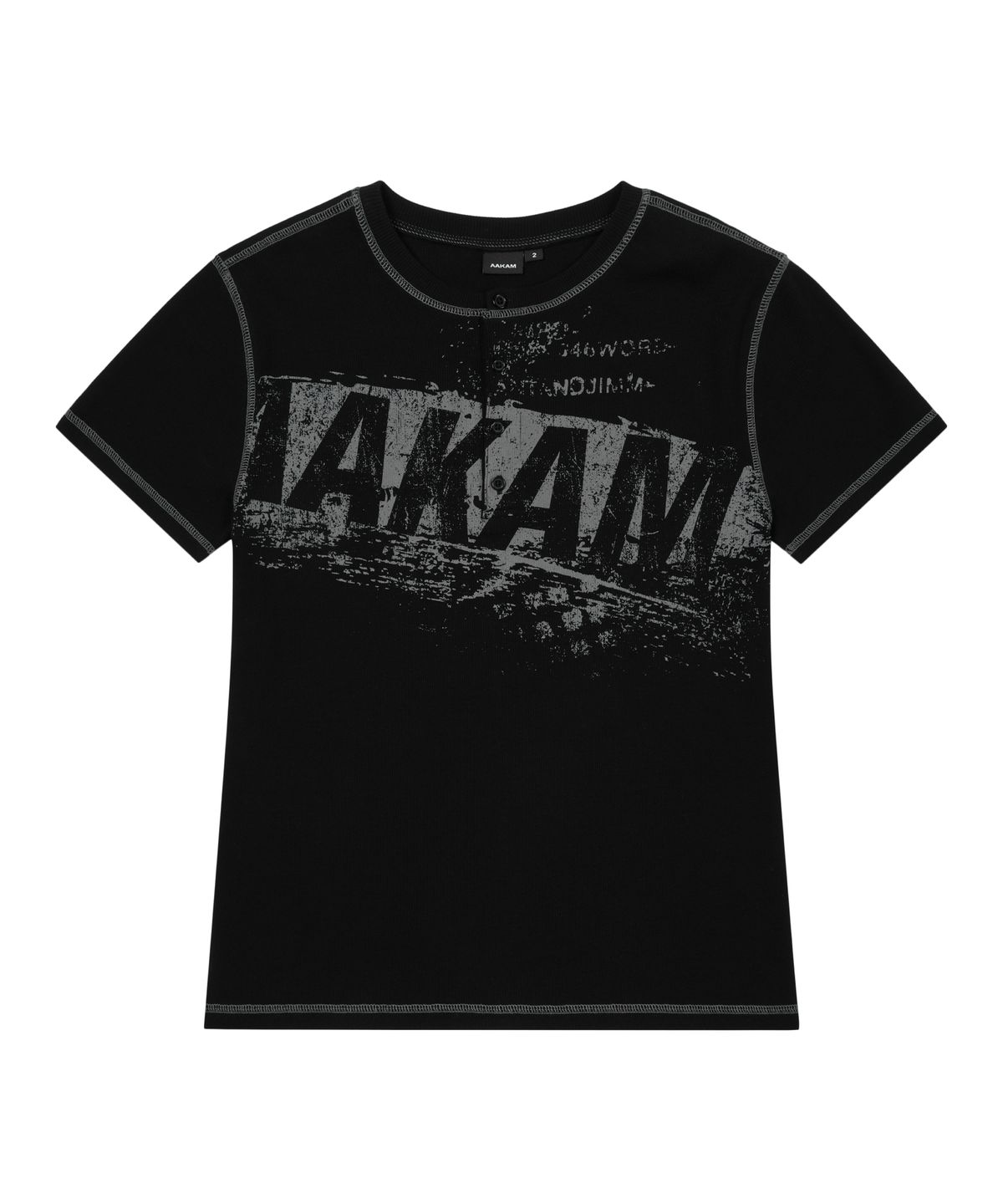 아캄(AAKAM) Tread Henry Neck Half Top (Black)
