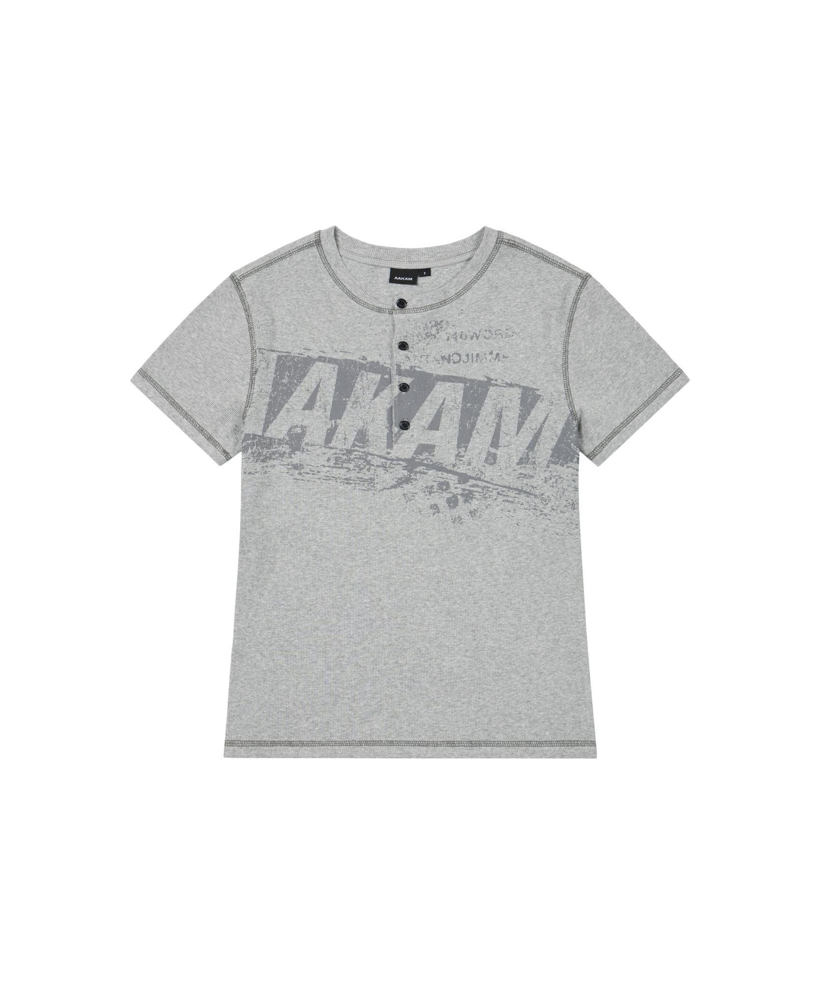 MUSINSA公式 | AAKAM Tread Henry Neck Half Top (Gray)
