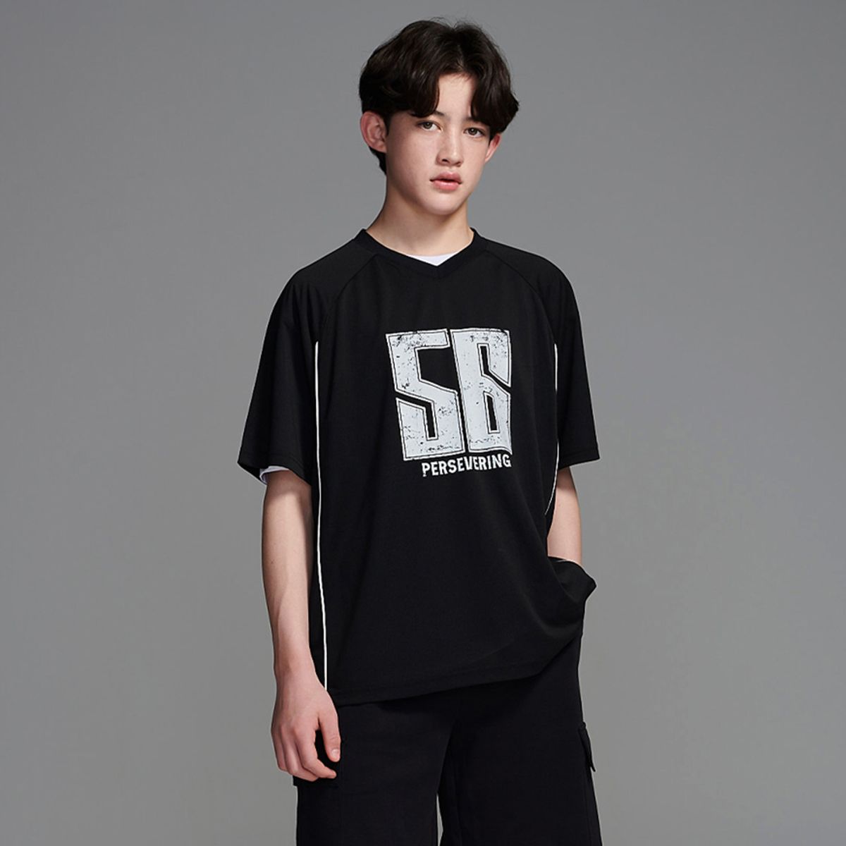 에꼴리에(ECOLIER) 5부 오버핏 쿨져지 넘버티(26B1408)