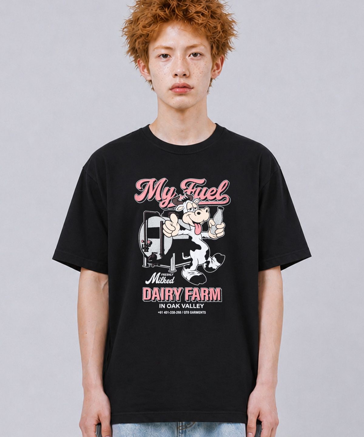 큐티에잇 가먼츠(QT8 GARMENTS) LB Dairy Farm Washed Tee (Black)