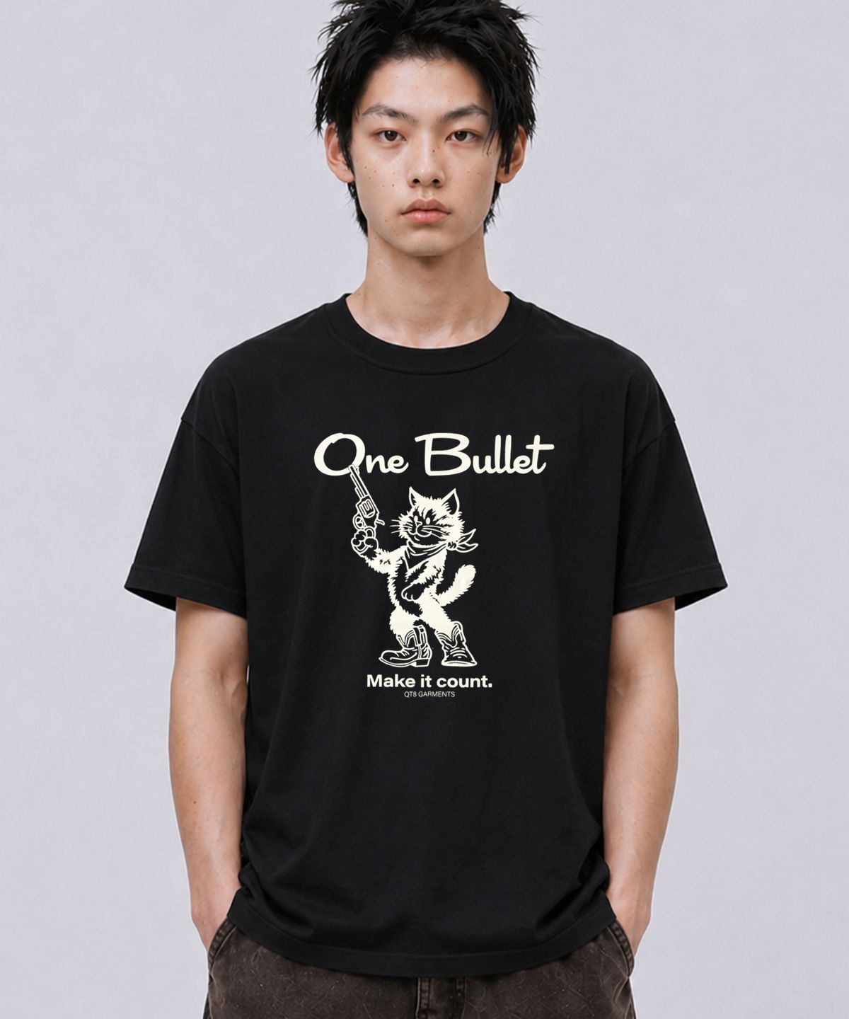 큐티에잇 가먼츠(QT8 GARMENTS) LB One Bullet Washed Tee (Black)