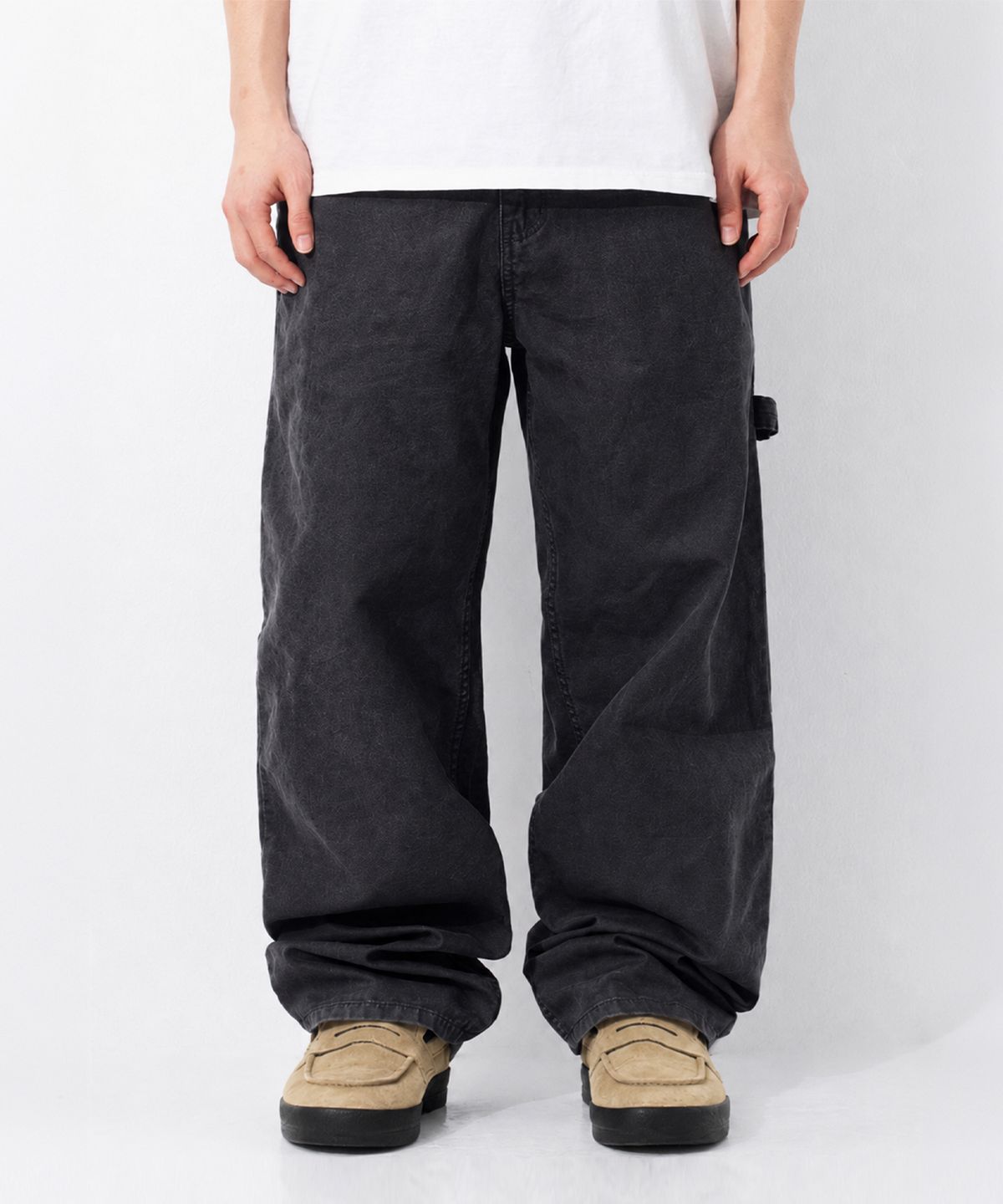 큐티에잇 가먼츠(QT8 GARMENTS) LB Washed Oxford Carpenter Pants (Black)