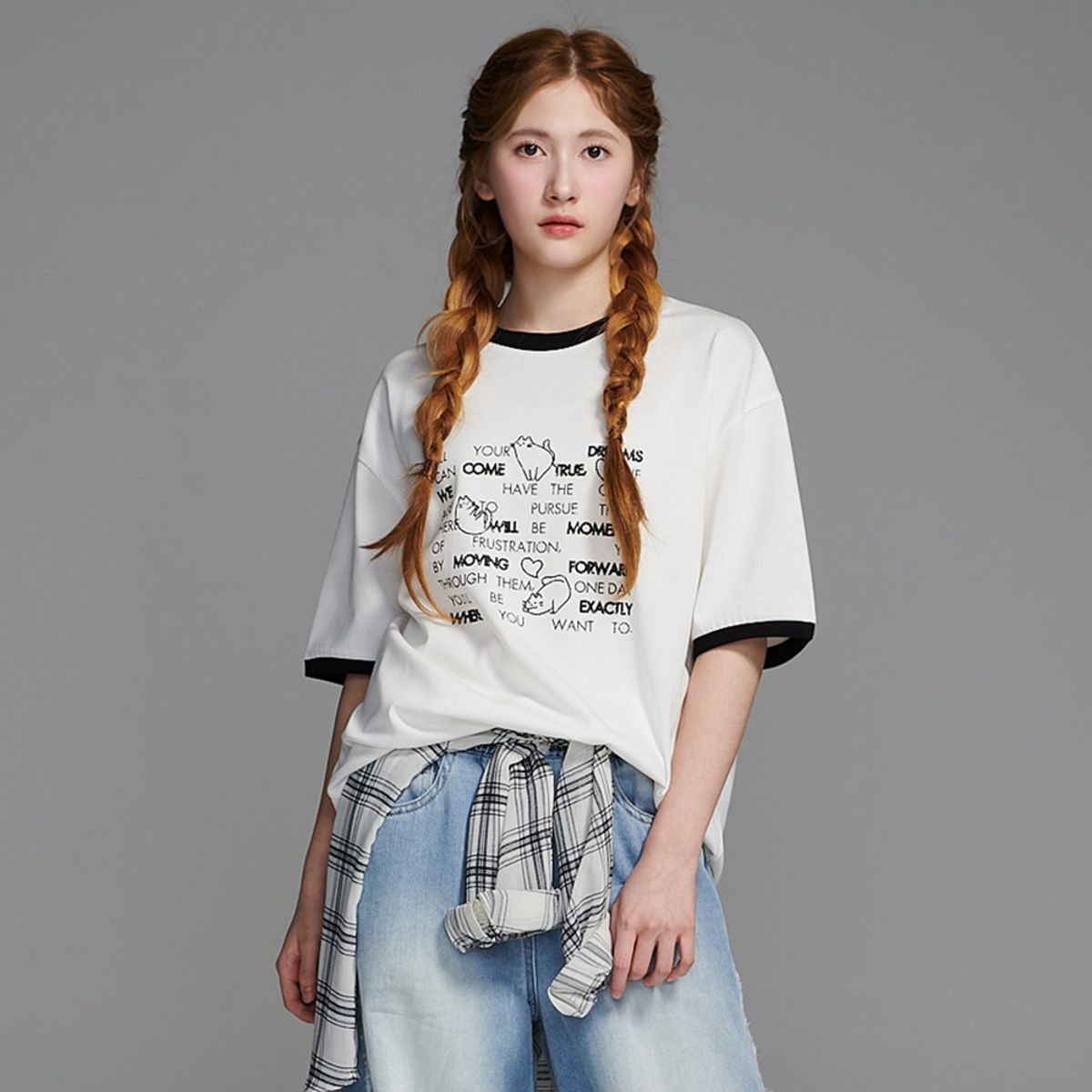 에꼴리에(ECOLIER) 5부박스레터링오버핏링거티(26B0484)