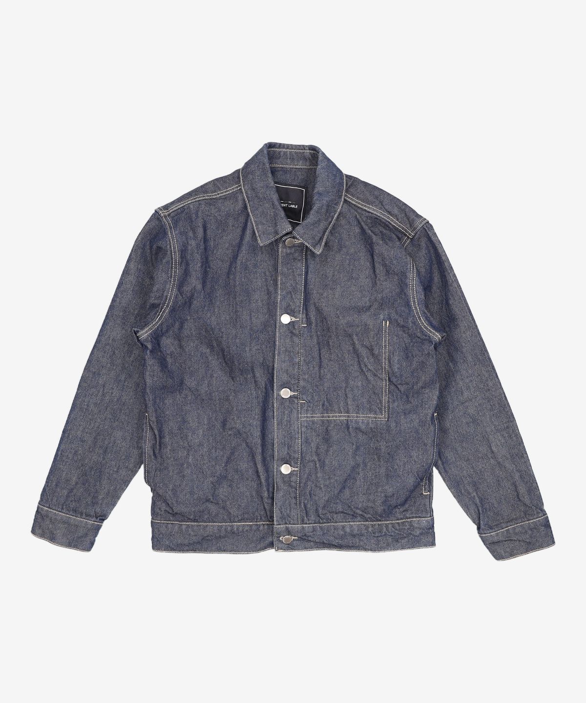 가먼트레이블(GARMENT LABLE) Minimal Trucker Jacket - Deep Blue / Semi Over S