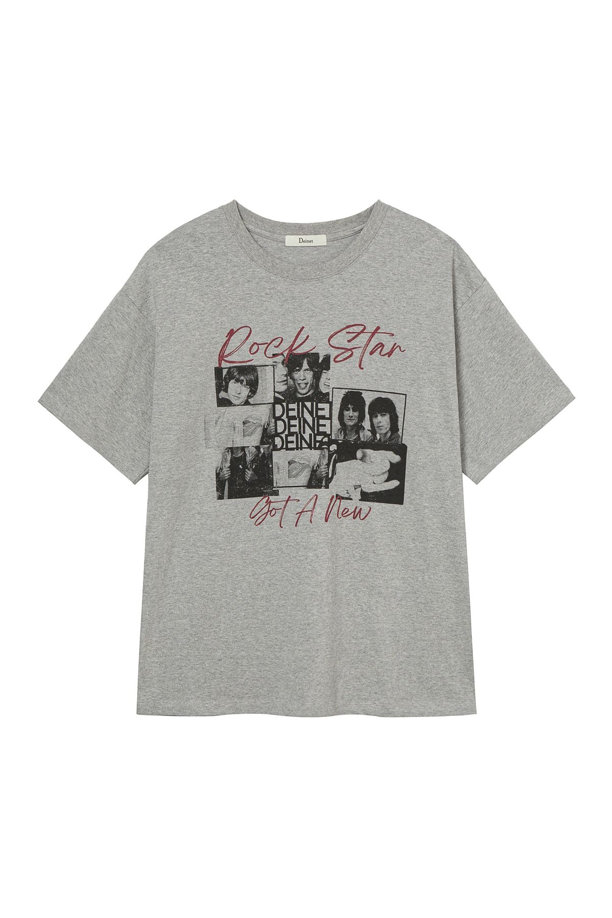 다이닛(DEINET) BAND GRAPHIC T-SHIRT IN MELANGE GREY