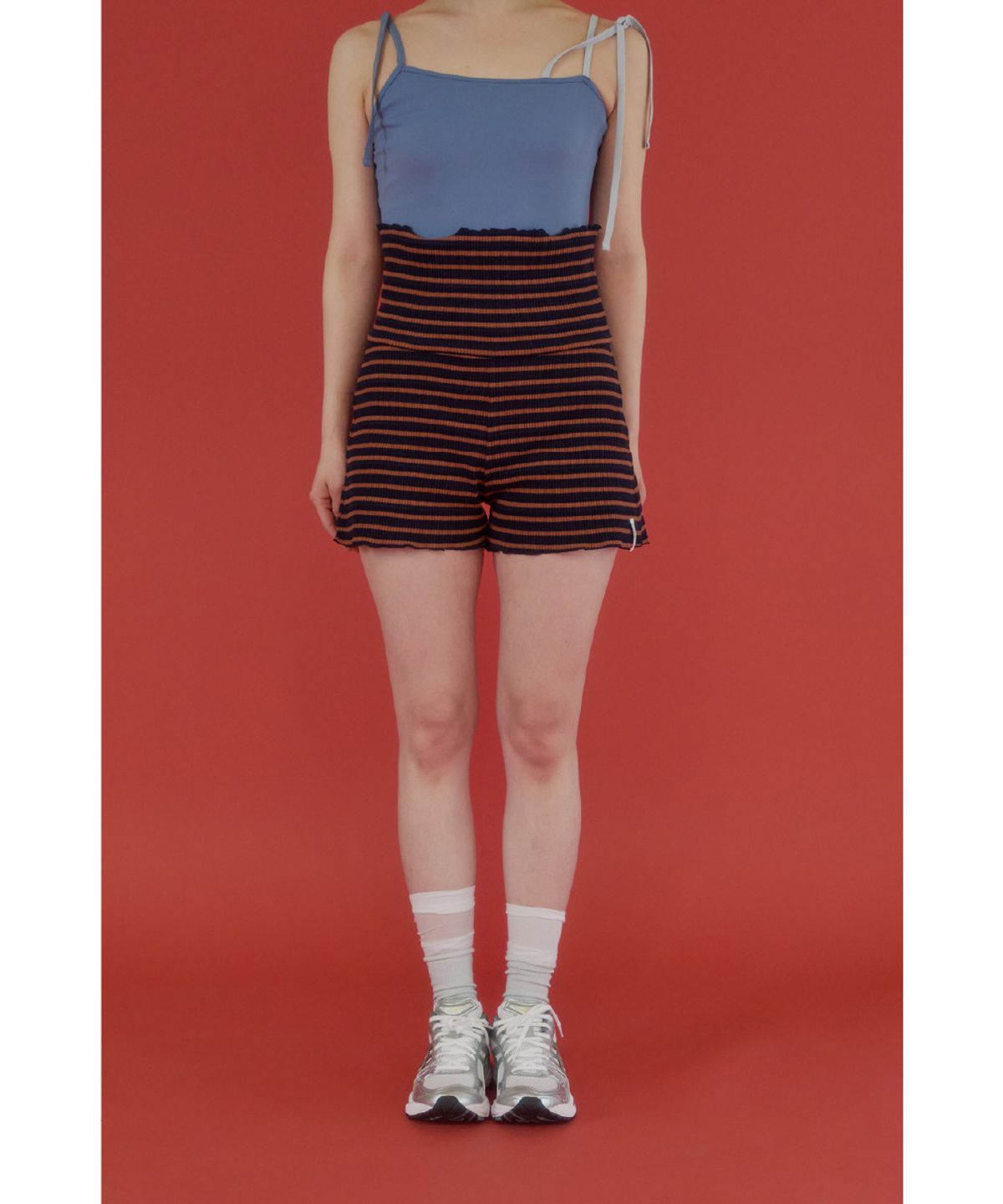 큐피도(KUPIDO) Petit Stripe Warm-Up Shorts _ Navy orange