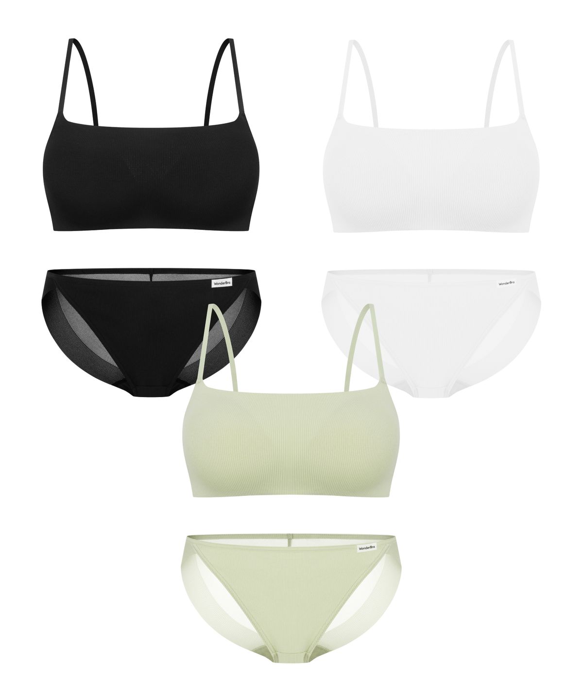 원더브라(WONDERBRA) [3SET] 모달 스퀘어넥 브라비키니팬티 세트
