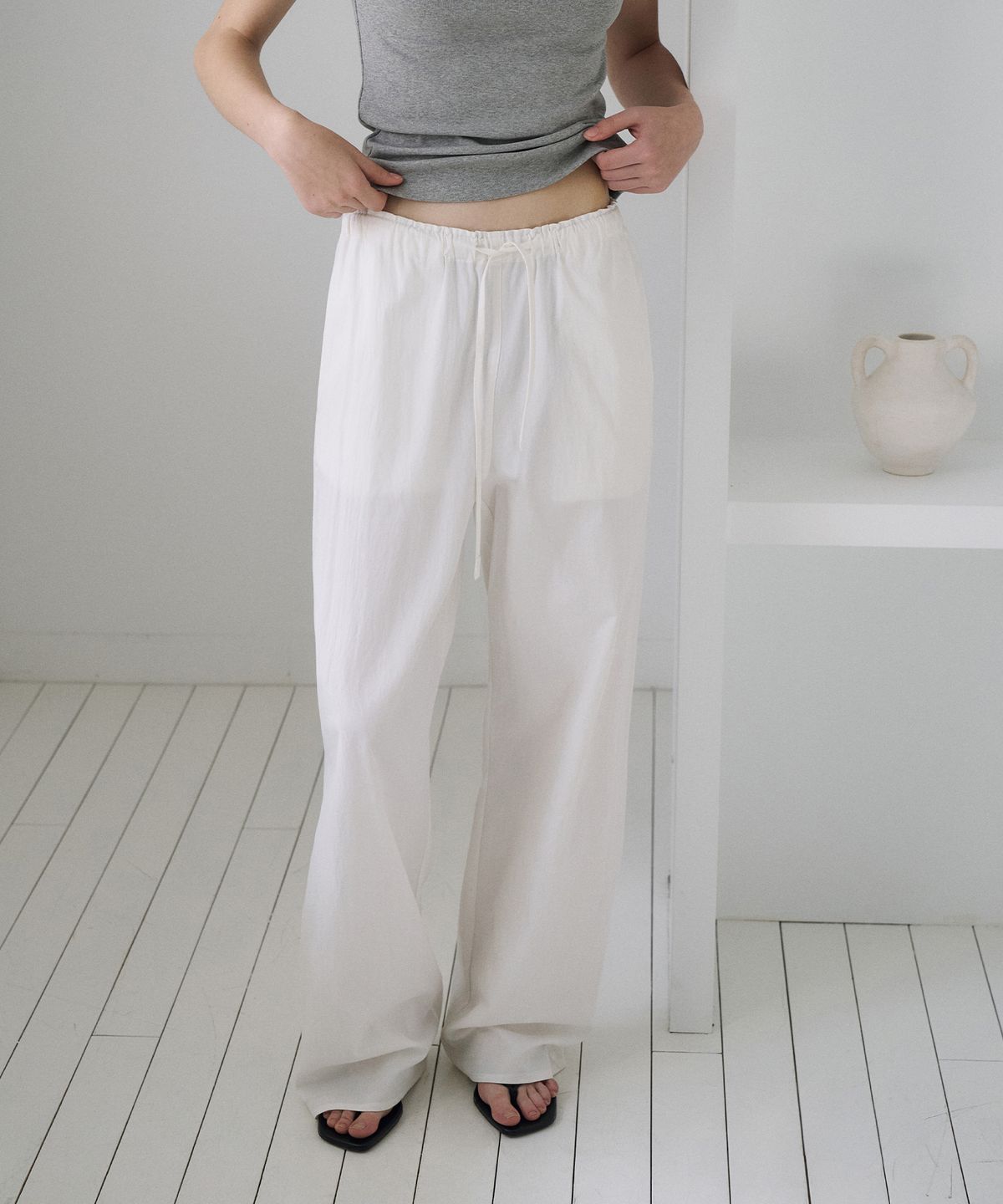 라메레이(LAMEREI) Pure String Cotton Pants[LMBFSUPT509]-Off-White