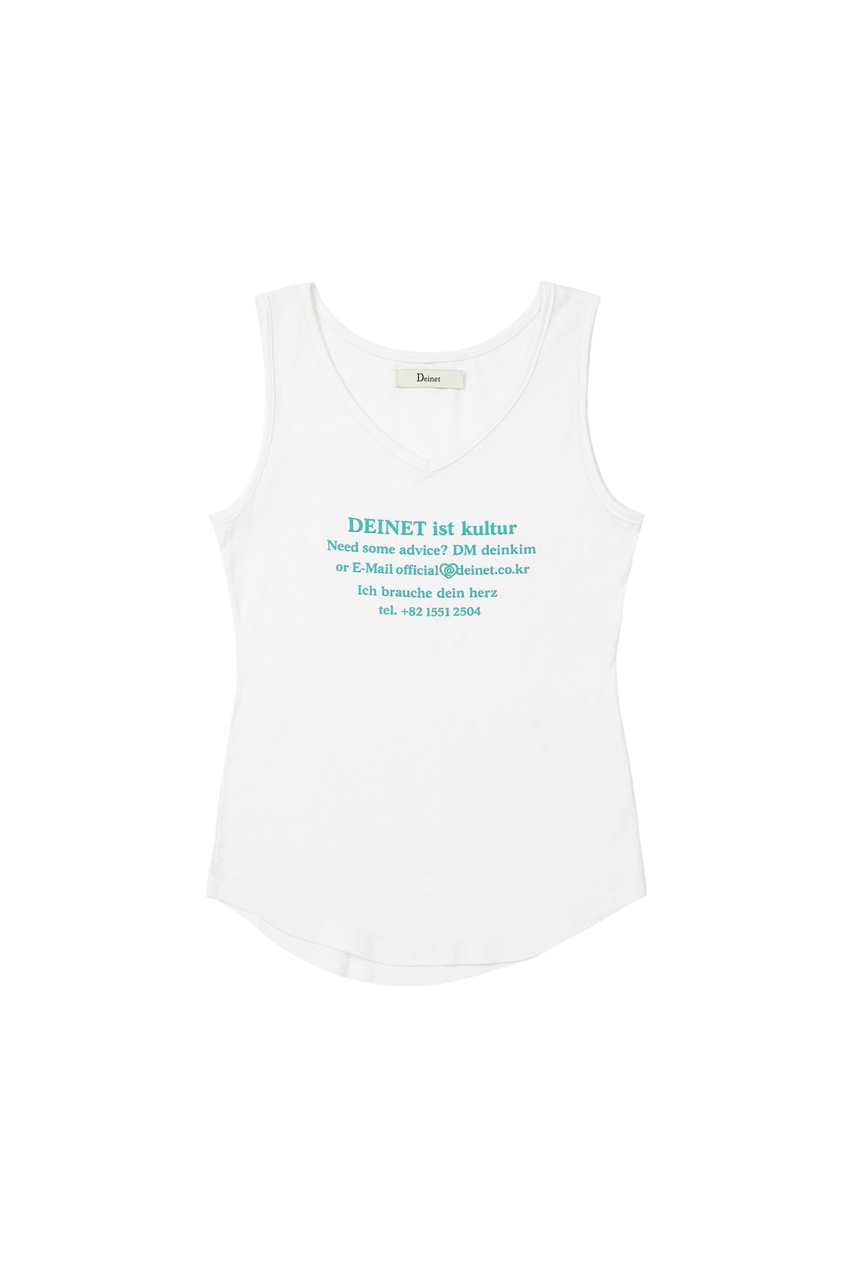 다이닛(DEINET) V-NECK LETTERING SLEEVELESS IN WHITE