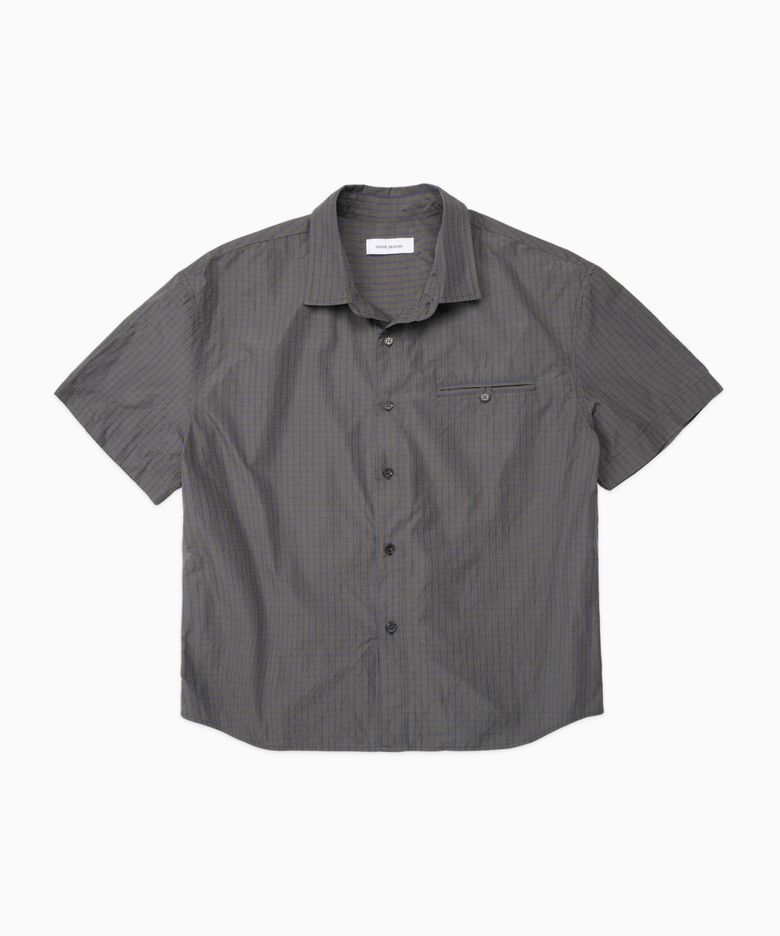 스테이블 크롭 체크 셔츠 KHAKI PURPLE