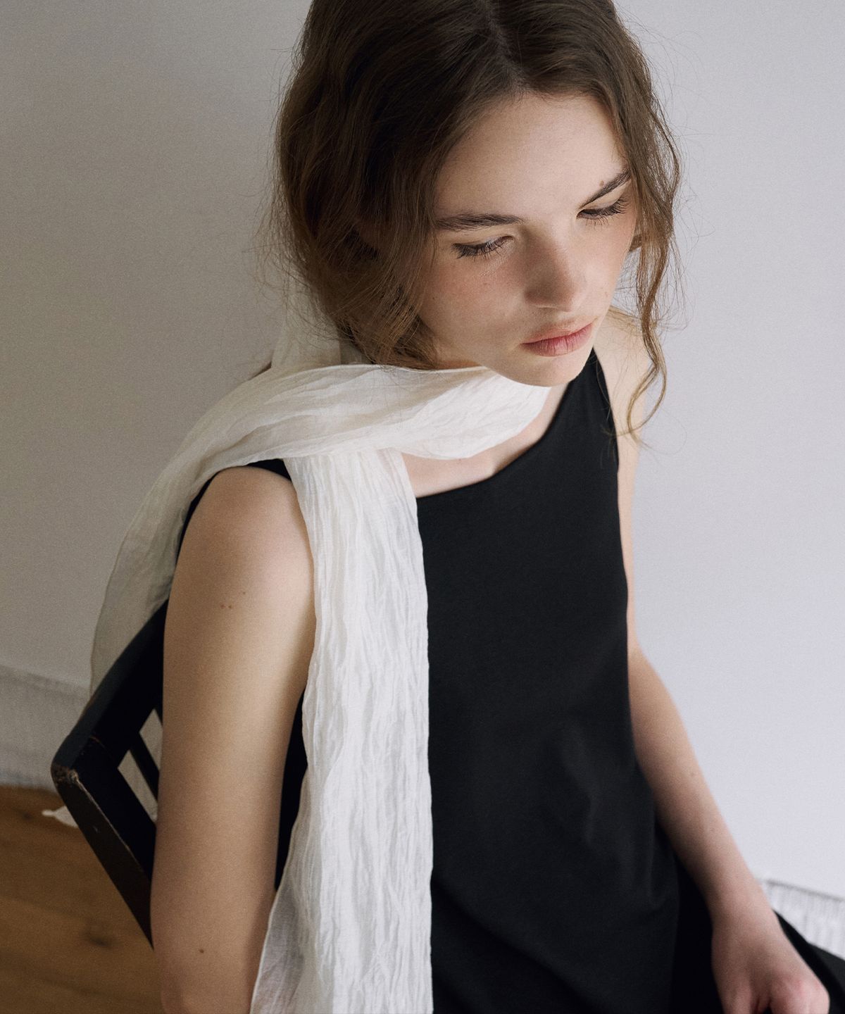 라메레이(LAMEREI) Crinkle Sheer Scarf[LMBFSUAC914]-Off-White