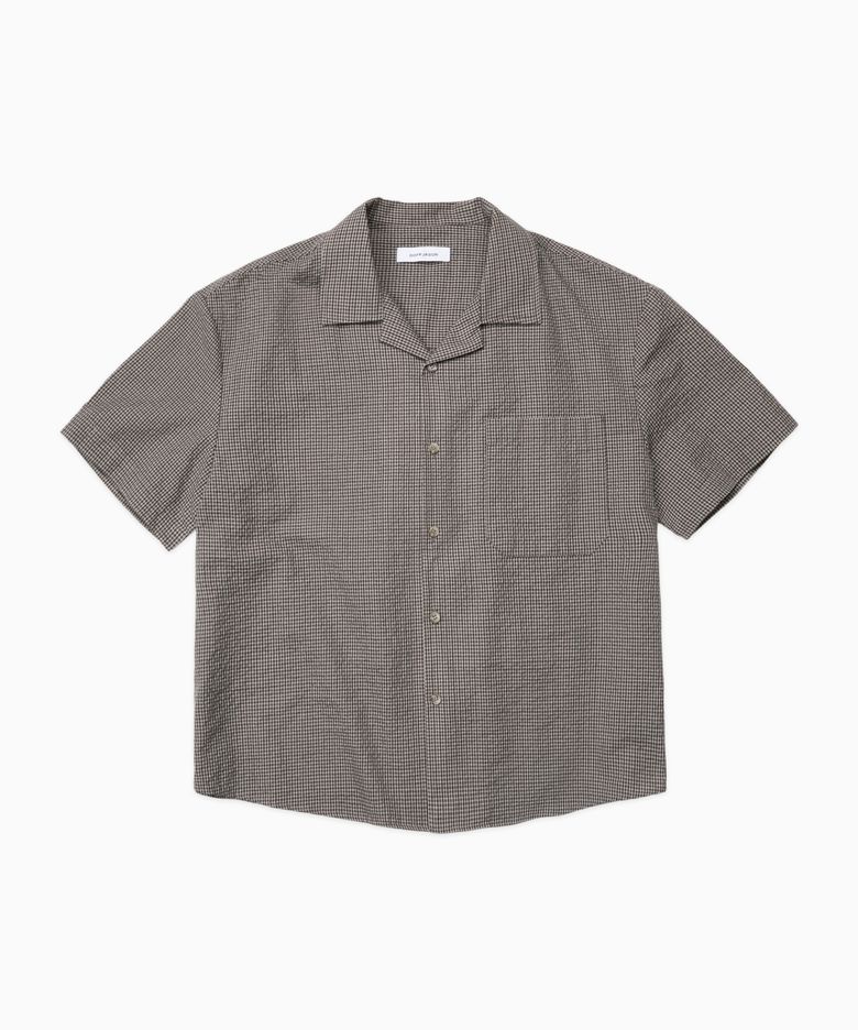 시어서커 크롭 체크 셔츠 BROWN