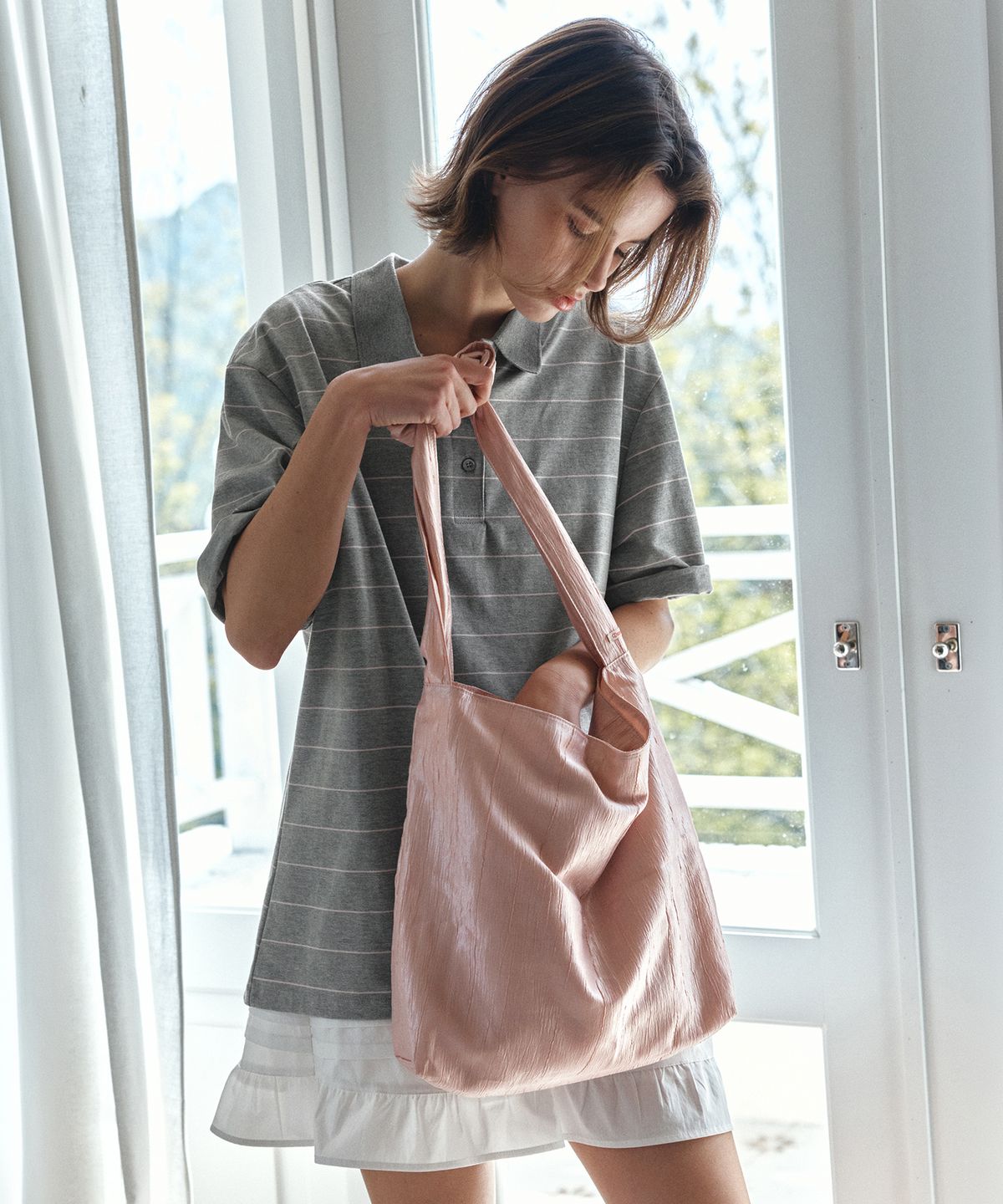 반원 아틀리에(VANONE ATELIER) B3023 프레임 아크 백_Pink