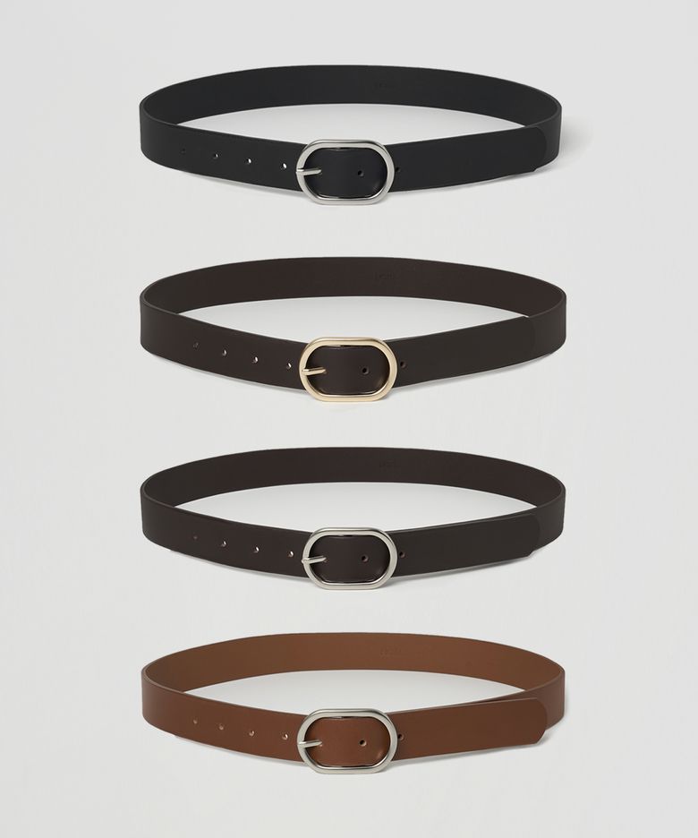30MM CURVE CIRCLE LEATHER BELT - 4COLORS