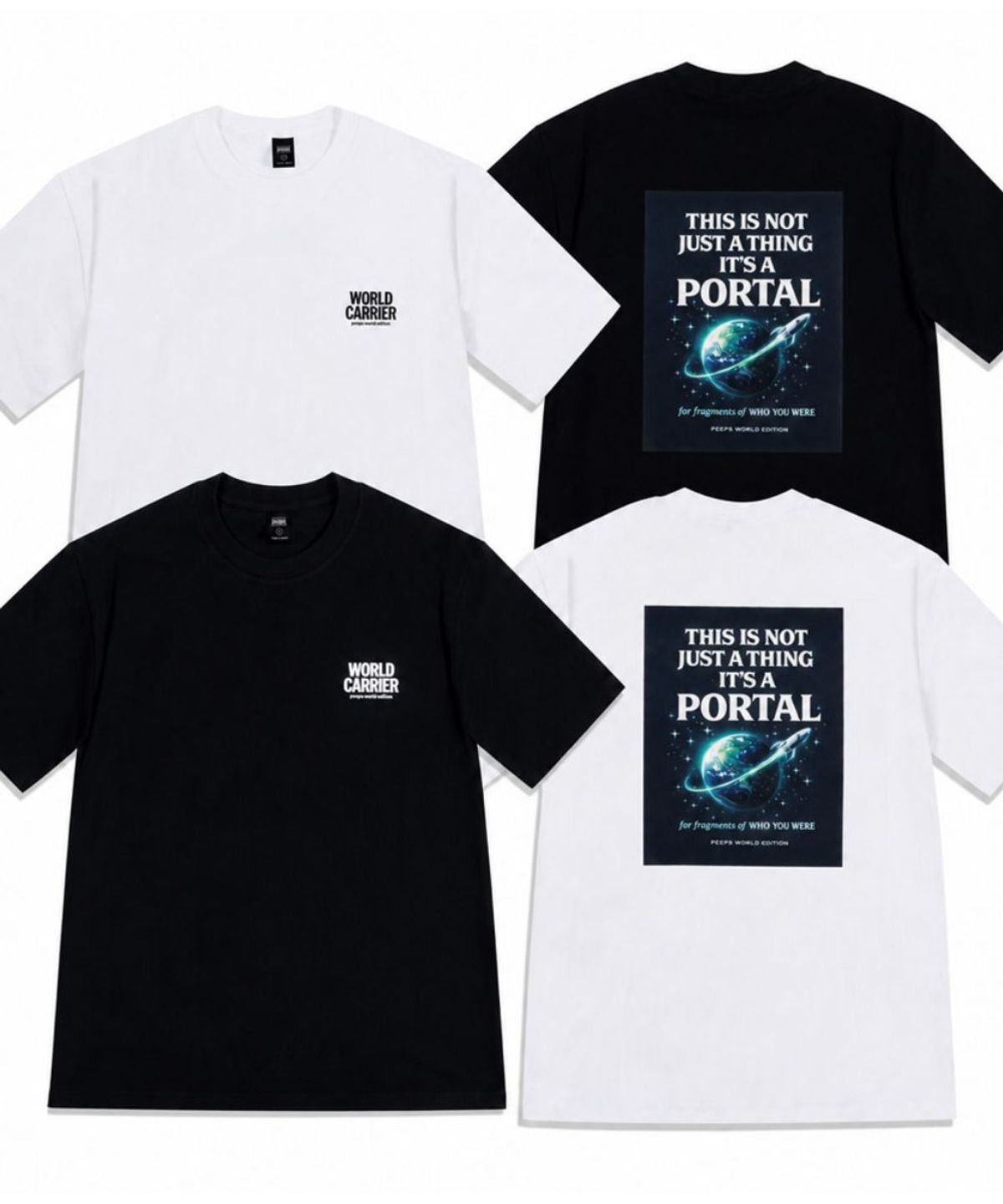 핍스(PEEPS) Cosmic Portal SS Tee (BLACK/WHITE) 오버핏 반팔티
