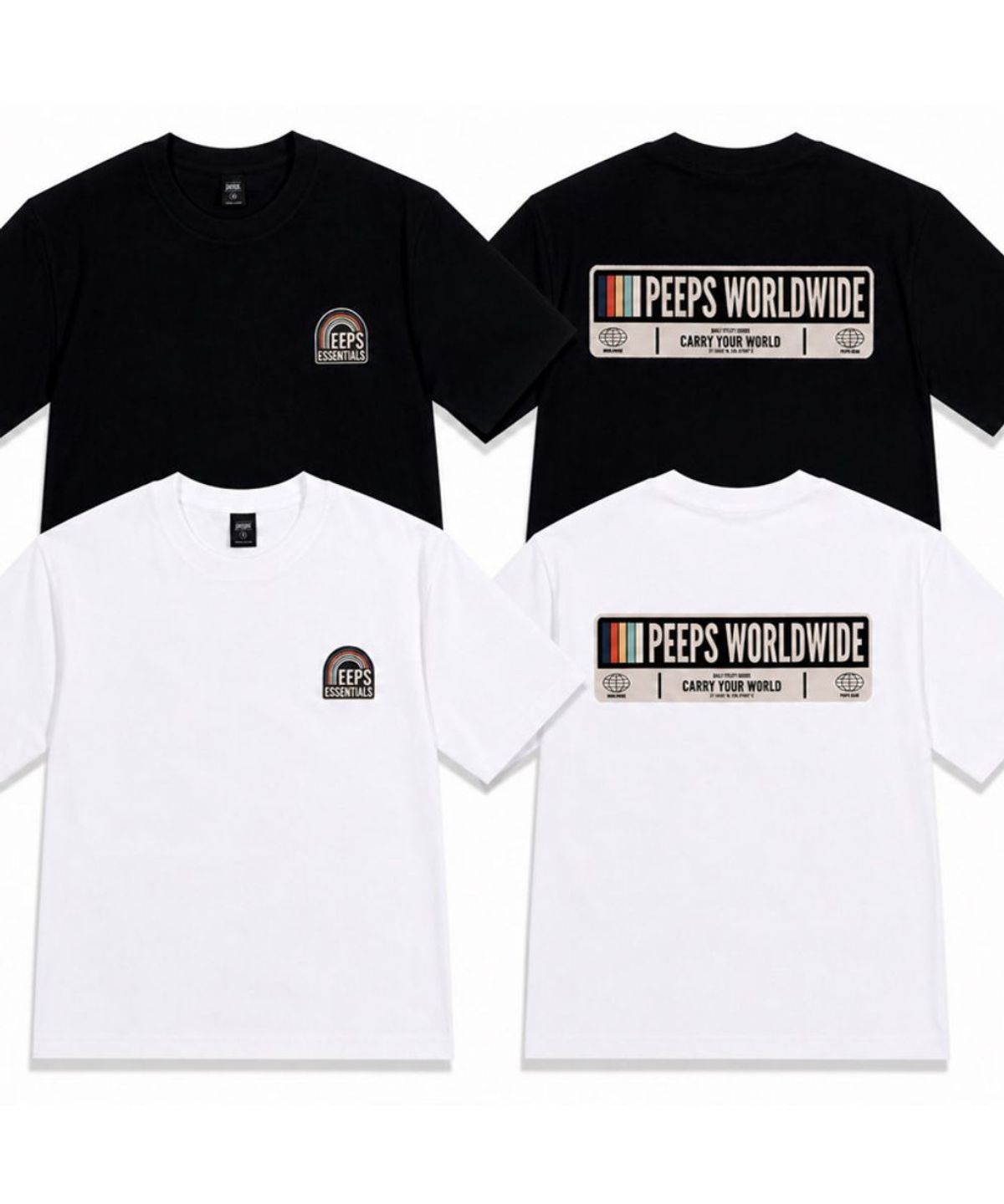 핍스(PEEPS) Worldwide Label SS Tee (BLACK/WHITE) 오버핏 반팔티