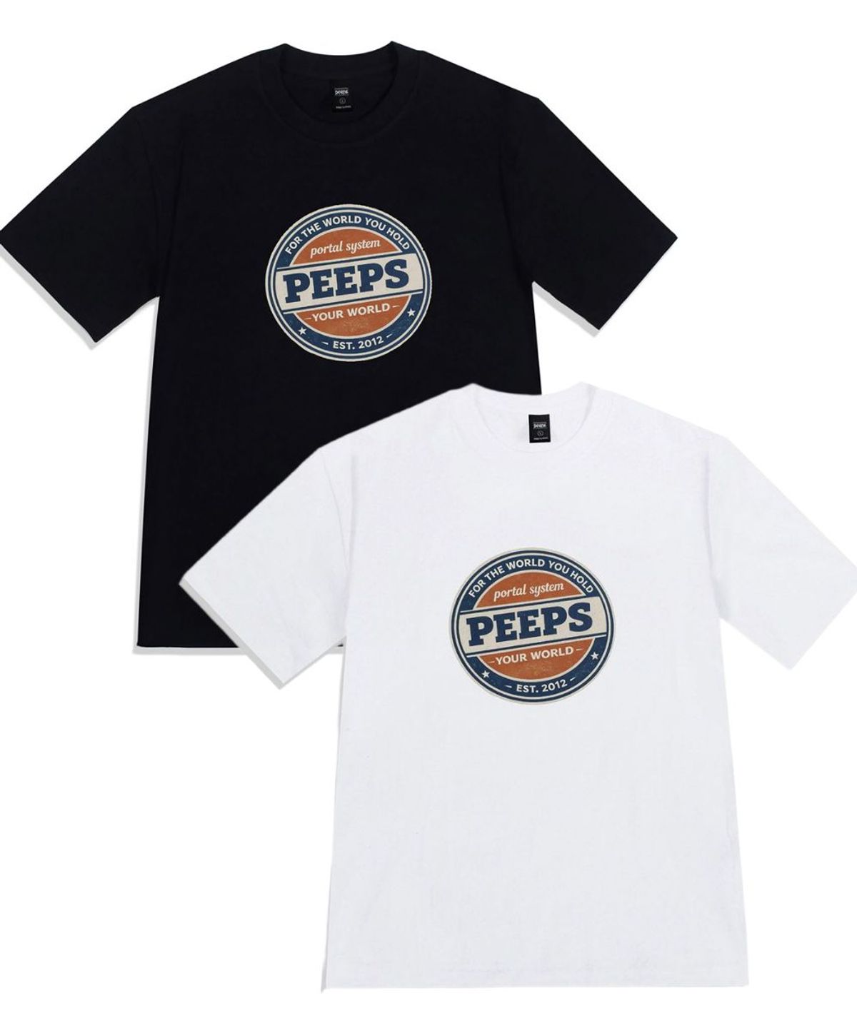 핍스(PEEPS) System Badge SS Tee (BLACK/WHITE) 오버핏 반팔티