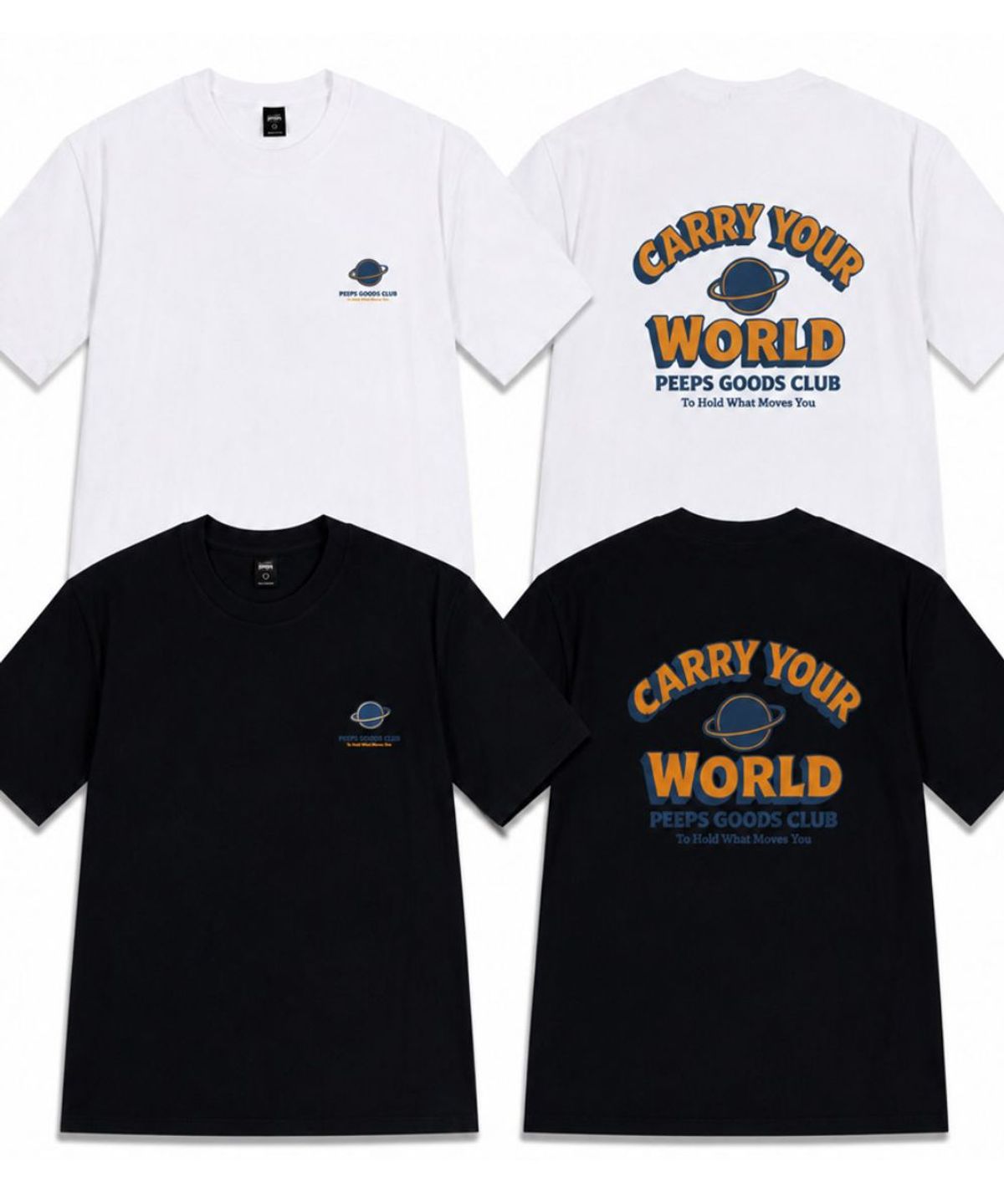 핍스(PEEPS) Planet Carry Your World SS Tee (BLACK/WHITE) 오버핏 반팔티