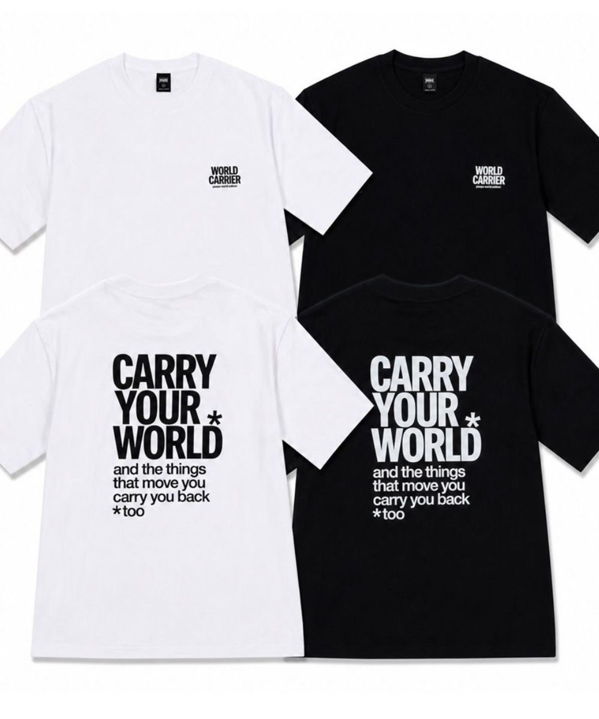 핍스(PEEPS) Carry Your World Text Block SS Tee (BLACK/WHITE) 오버핏 반팔티
